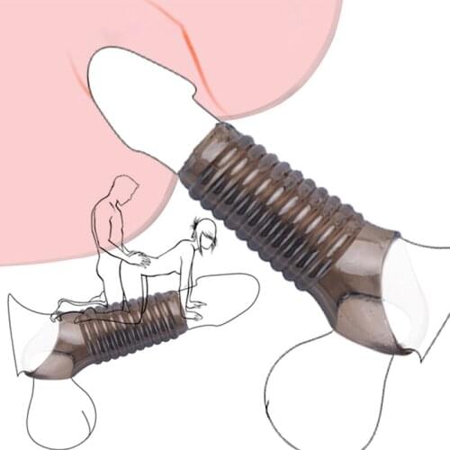 Silicone Reusable Flexible Penis Sleeve Enlarger Extender Delay Ejaculation Cock Rings No Vibator Adults Sex Toys For Men