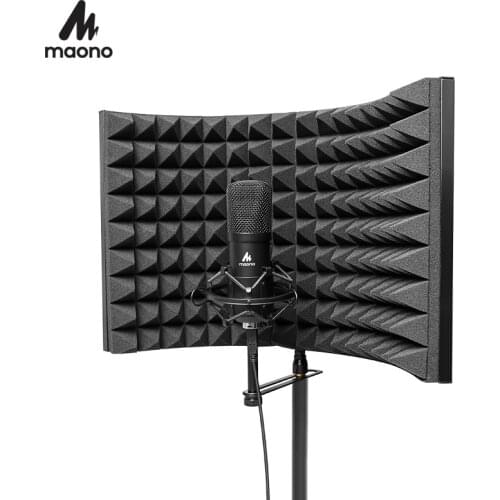 MAONO Alloy Foldable Microphone Acoustic Isolator Shield Acoustic Foams Panel Professional Studio Soundproofing Panel