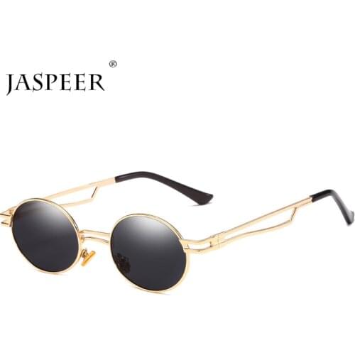 JASPEER Steampunk Sunglasses Men Vintage Punk Sun Glasses UV400 Driving Metal Frame Shades Red Blue Pink Gafas De Sol