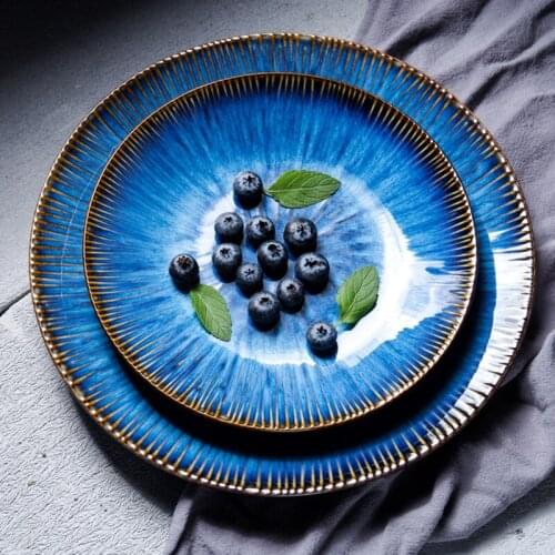 Spaghetti Food Steak Dinner Plates Ceramic Pigmented Grand Round Falt Plate And 8.5inch Dish Luxury Family Tableware Dishes