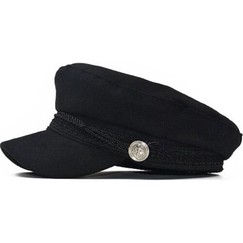 Spring cap Autumn fashion womens wool hat British style warm retro newsboy caps military octagonal cap female visor caps