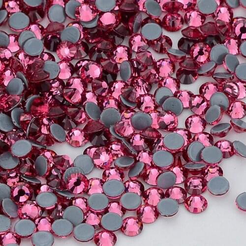 High Quality Shinny Rose Red Flat Back Iron HotFix Rhinestones Glass Crystals Nails Art Decorations SS20 For Bags Shoes Garment