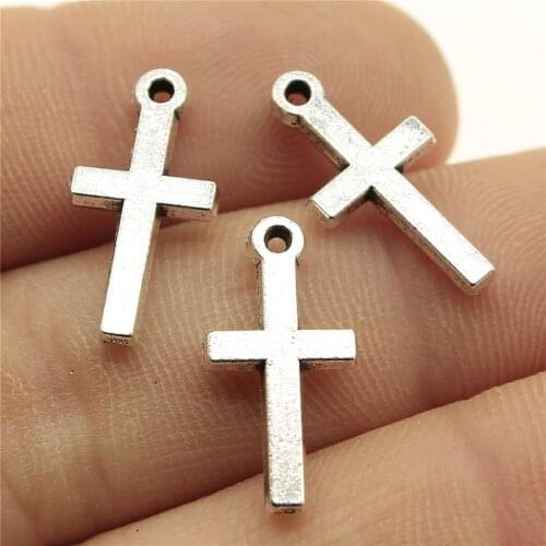 WYSIWYG 20pcs 9x19mm Charms Christian Cross For Jewelry Making Charms Cross Small Jewelry Making DIY Handmade Craft Pendant