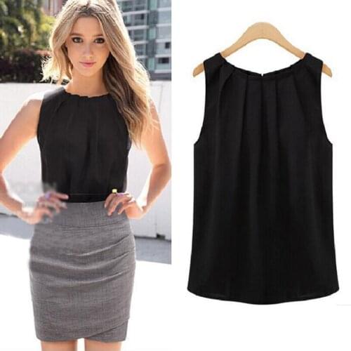 Women Blouses Chiffon Blouse fashion blusas femininas blouses Women Tops O-Neck Sleeveless Chemise Femme Woman Shirts