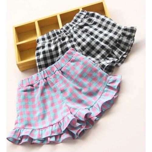 2-12Y Teen Shorts Summer Girls Baby Cotton Shorts Outer Wear Thin Plaid Hot Pants Childrens Casual Pants Beach Pants