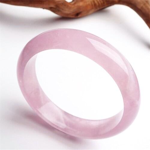 Women Ladies Bracelet Bangles Genuine Natural Pink Stone Madagascar Quartz Crystal Charm Bangles Inner Diameter 59mm