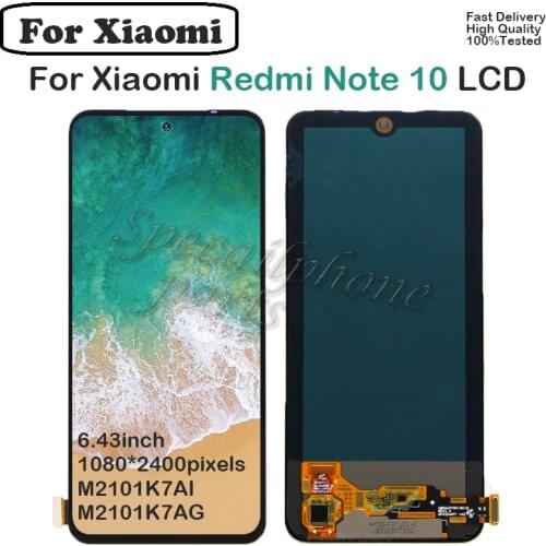 6.43inch For Xiaomi Redmi Note 10 LCD Display Touch Panel Screen digitizer redmi note10 M2101K7AI M2101K7AG pantalla