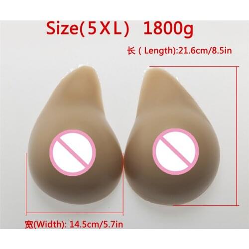 1800g/pair Silicone Crossdresser Boobs Mastectomy Breast Form Fake Breast Cosplay Lifelike Artificial Boobs Brown Color