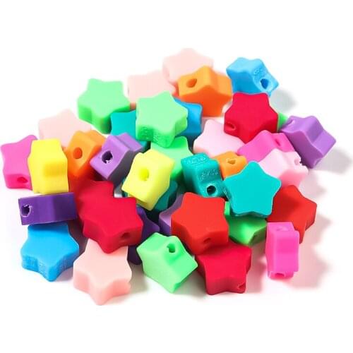40Pcs/Lot 5 Stars Shape Soft Pottery Beads Colorful For Jewelry Making Handmade Diy Bracelet Accessory