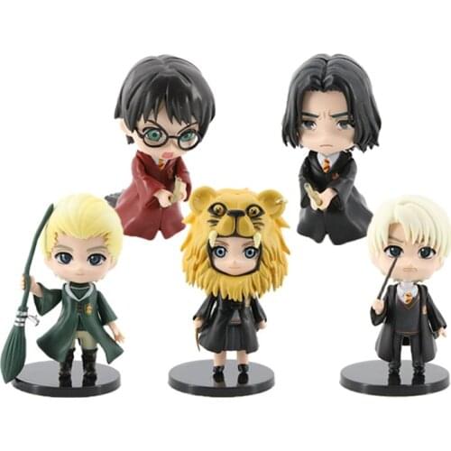 5pcs/set Harried Anime Figures Q Toys Posket Hermione Ron Snape Malfoy Potters Big Eyes Model Figurine Cosplay kids gift