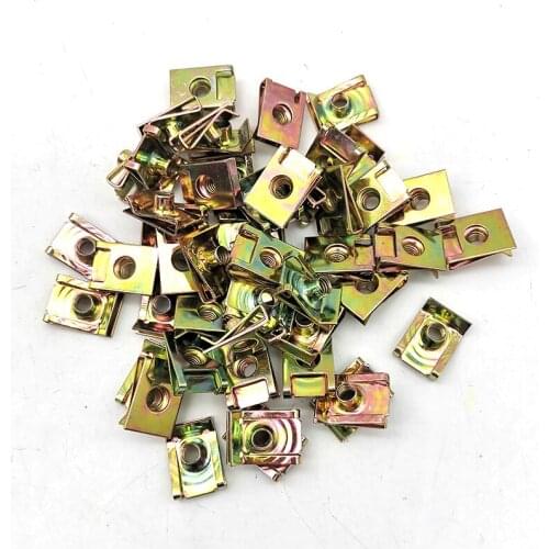 50pcs 6mm Car Panel Spire Nut Fairing Clip Fastener Mounting Clamp Car front and rear bumper metal clip