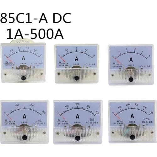 85C1-A DC pointer ammeter 1A 2A 3A 5A 10A 20A 30A 50A 75A 100A 150A 200A 300A 400A 85C1 series analog AMP meter 64*56 mm size