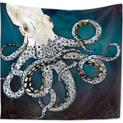 Nordic Art Style Tapestry Octopus Sea Pattern Wall Hanging Abstract Square Wall Hanging Personality Fashion Home Ornaments