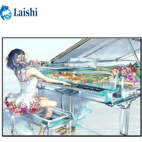 DIY 5D Abstract doodle, girl playing piano Diamond Painting Full Round Rhinestone Paintings Diamond Embroidery Mosaic Home Decor