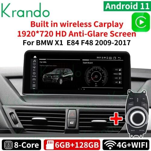 Krando Android 10.0 4G 64G 10.25'' Car Navigation Audio Player Radio For BMW X1 E84 2009-2015 With Idrive CIC Wireless Carplay