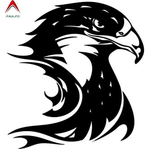 Aliauto Custom Car Sticker Fire Flame Eagle Hawk Head Vinyl Automobile Styling Decal Anti-UV Accessories Black/Silver,13cm*14cm
