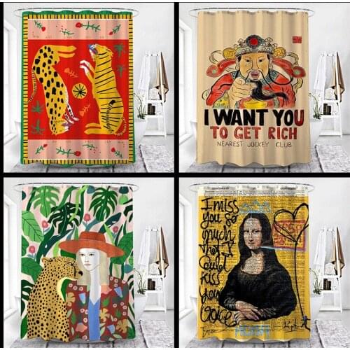 Bohemian Mona Lisa Graffiti Shower Curtains High Quality Bathroom Curtain Waterproof Shower Curtain In The Bathroom 12 Hooks