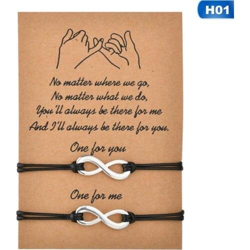 2pcs/set Handmade Rope 8 Words Bracelet For Women Men Lovers BFF Braslet Couple Wristband Jewelry