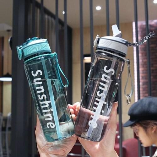 800ml Large Sport Water Bottle with Straw Outdoor Fall Resistant Portable Leakproof Drinking Bottle for Travel Student Drinkware