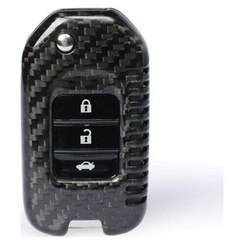 QHCP Carbon Fiber Auto Key Cover Case Plug-in Remote Smart Key Shell Bag Fit For Honda CRV CRIDER ACCORD JADE CROSSTOUR SPIRIOR