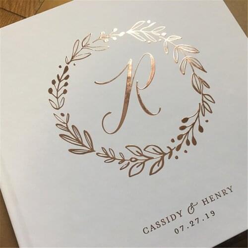 Elegant Keepsake Wedding Guestbook Custom rose gold initial bridal party journal aniversary album personalized birthday sign in