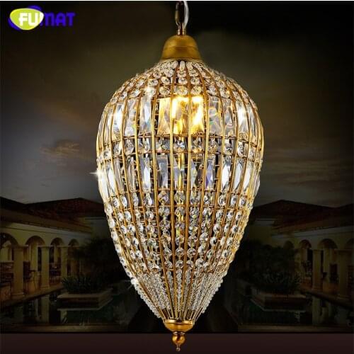 FUMAT K9 Crystal Chandeliers American Vintage Artistic Suspension Lightis For Living Room Dining Room Art Deco LED Chandeliers