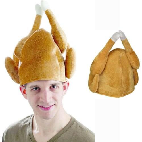 Turkey Thanksgiving Hat Novelty Cooked Chicken Bird Secret Santa Fancy Dress Funny Adults Hat Festival Costume Caps New Arrivals