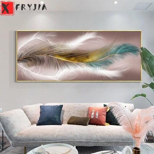 Full square Round drill Diamond embroidery Abstract art colorful feathers 5D DIY diamond Painting Cross Stitch Rhinestone Mosaic