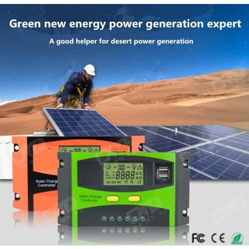 LCD Display Solar Charge Controller PWM 20A 30A 40A 50A 60A 12V 24V Solar Charge Controllers with Dual USB Interface
