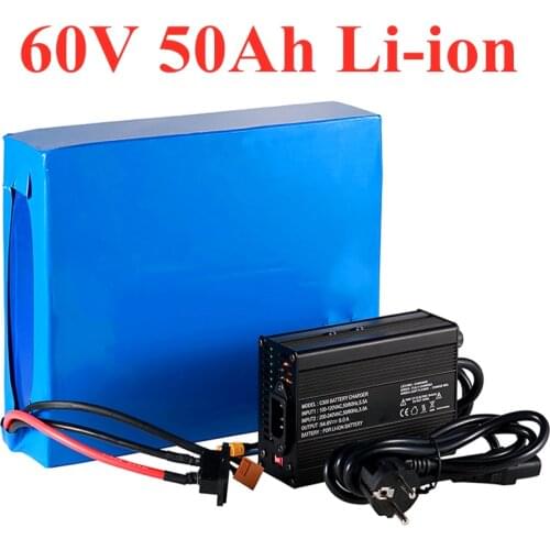 60V 50Ah ebike lithium battery cell 60V 2000W-6000W electric bike battery built in strong BMS +5A Charger