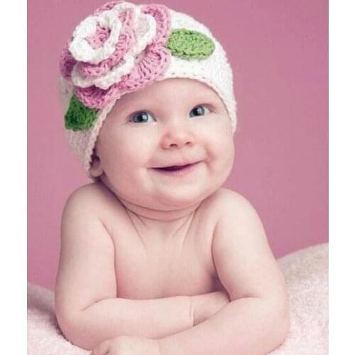 MAYA STEPAN 1 PCS Winter Infant Crochet Baby Hat Cap Children Infant Toddler Newborn Knitted photography Flower Floral Beanie