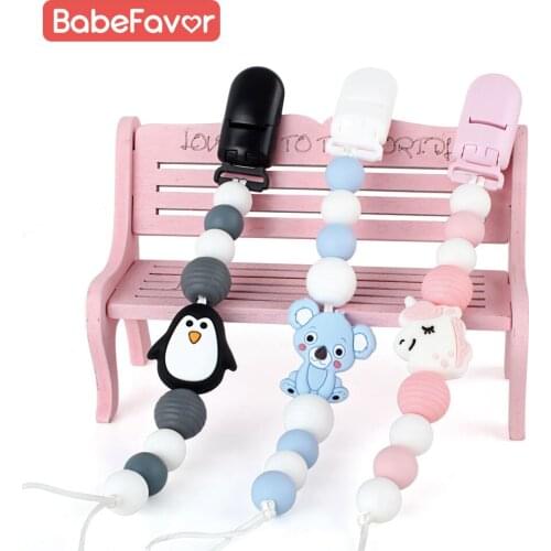 Cartoon Animals Pacifier Clips Holder Chain Silicone Food Grade Handmade comfort Nurse Baby Teething Teether Dummy Clip Necklace