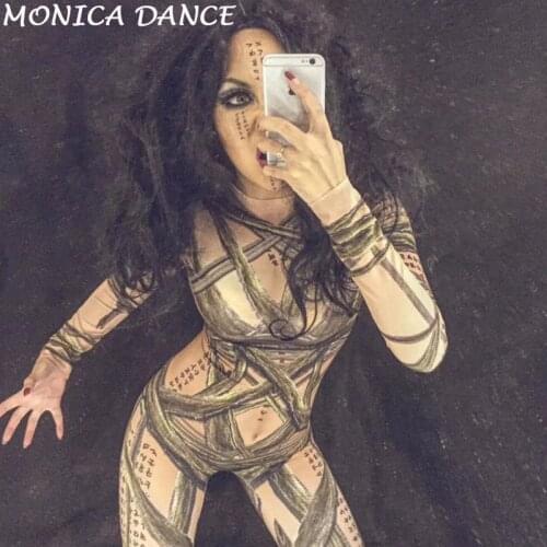 Mummy Black 3D Printed Sexy Jumpsuit DJ Singer Dancer Costume Nightclub Party Performance Stage Wear Halloween Clothing