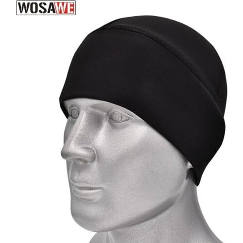 WOSAWE Winter Men Cycling Cap Warm Thermal Fleece Bike Bicycle Balaclava Hat No Brim Windproof Running Sports Caps Helmet Linner