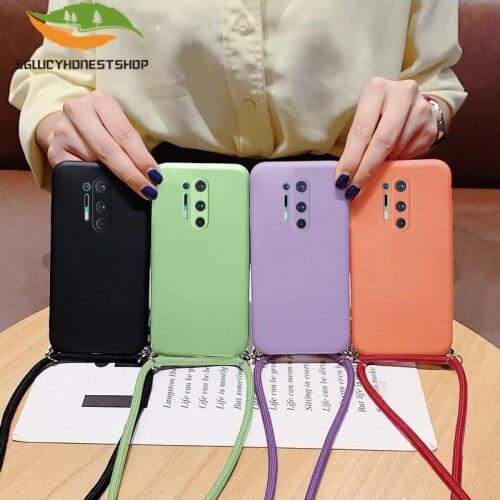 Liquid Silicone Lanyard Case For OnePlus Nord 8 Pro 7 7T 6 6T Soft Cover with Neck Strap on One Plus Nord