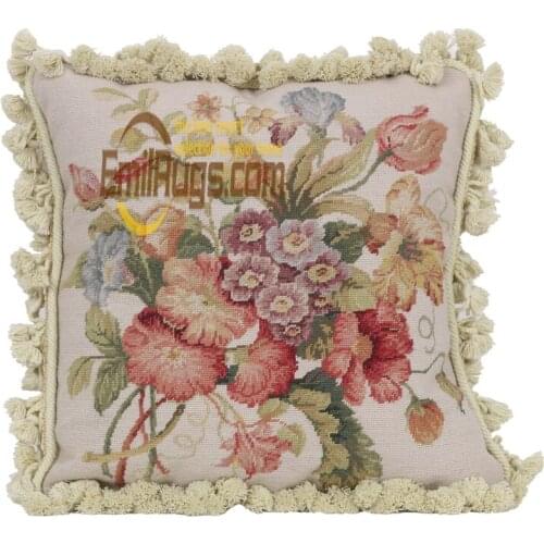 Flower 100% wool handmade cushion embroidery floral pillowcases covers knitted vintage pastoral style