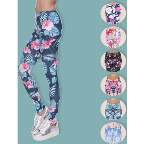 New Women Leggings Tropical Pink Flora 3D Print Slim Jeggings Sexy Leggins Tayt Fitness Legging Calzas Mujer Soft Legins Girls