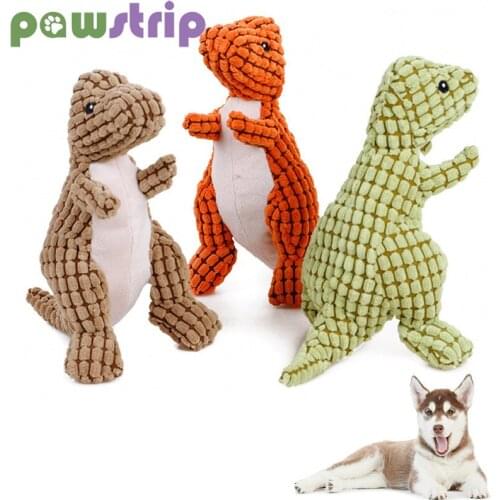 Plush Dinosaur Dog Toys Cute Cartoon Squeaker Pets Interactive Toy Chew Molar Toys for Large Dogs Puppy Playing Pet Accessories
