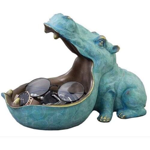 Resin Hippo Sculpture for Desk Home Decoration,Hippopotamus Statue Hippopotamus Sculpture with Storage Function