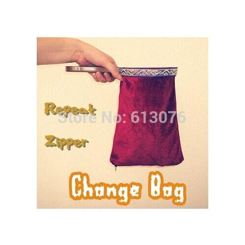 Repeat zipper change bag (red,middle)- Magic tricks,bag magic Gimmick,accessories,stage