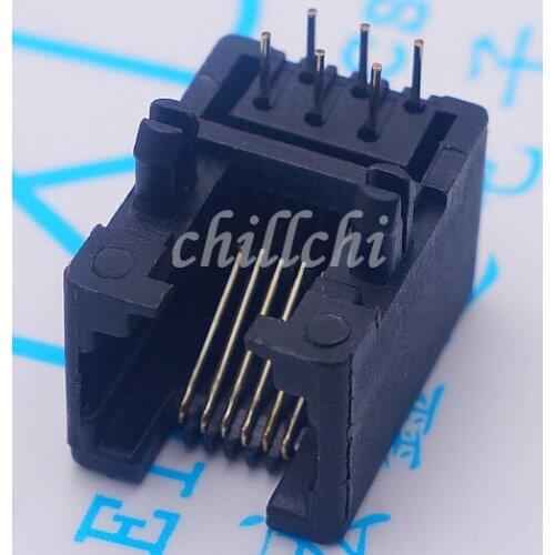 100PCS / RJ11 black 6P6C RJ12 phone socket socket 90 6 core 95001-6P6C base