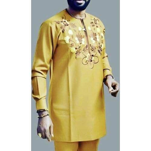 African Men Dashiki Long Sleeve Shirt Vintage Floral Print Rich Bazin Man Tops Casual Plus Size Male Shirts Africa Traditional