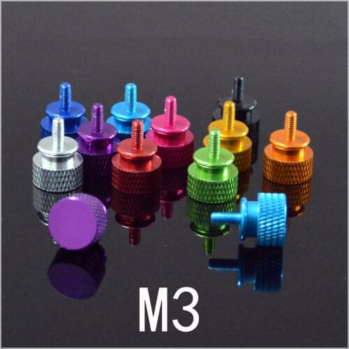 Various Colors M3 Hand Screw Head Knurled Aluminum Alloy For DIY Chassis Side Plate Decorative 5 PCS
