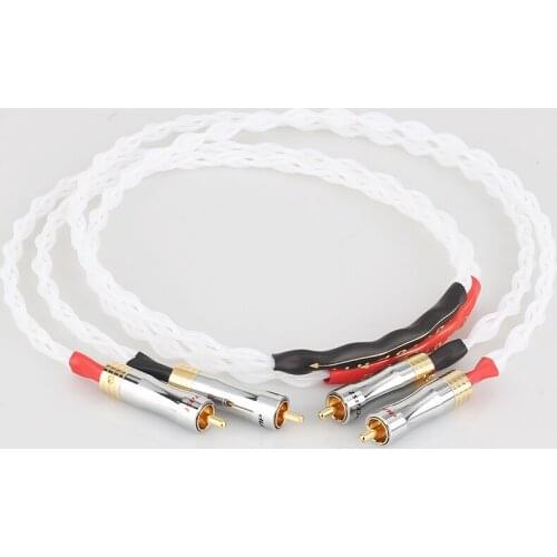 Pair Pure Silver cable A082 Gold RCA 100% Purity Silver Interconnect Audio Cable HIFI Pure Silver RCA Cable Audiophile