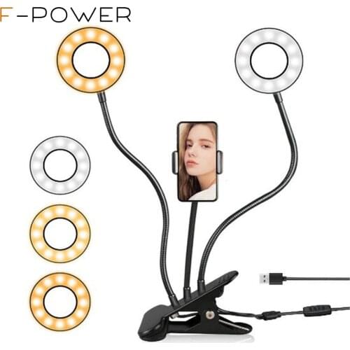 Selfie Ring Light with Phone Holder Stand for YouTube Facebook Live Streaming Podcast & Makeup LED Camera Light Clamp