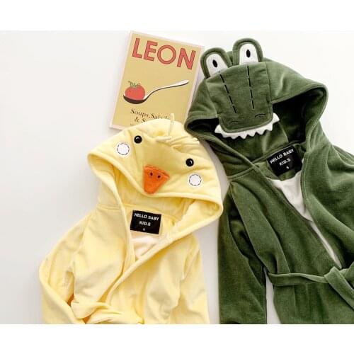 Tonytaobaby Winter New Cute Cartoon Nightgown for Boys and Girls Bath Robe Kids Robes