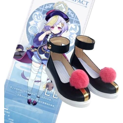 2020 New Game Genshin Impact Qiqi Cosplay Shoes Boots High Heel Shoes Halloween Carnival Cosplay Costume Accessories