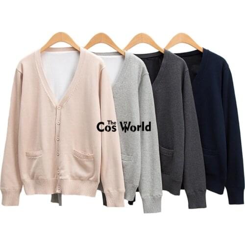 XS-XXL Japanese Winter Women Cotton Long Sleeve Loose Knit Cardigan V Neck Sweater Outwear Jacket Coat For JK School Uniform