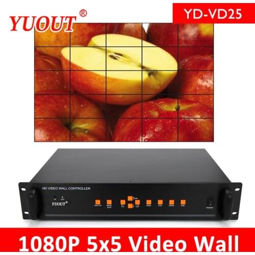 YUOUT YD-VD25 HDMI video wall controller 5x5 4x4 VGA AV USB Processor 25 images stitching processor 25TV shows a screen splicing