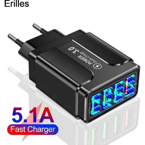 4 usb charger Quick charge 3.0 4.0 Chargers for iphone 12 Xiaomi redmi note 10 fast charger For Iphone chargers charger adapter